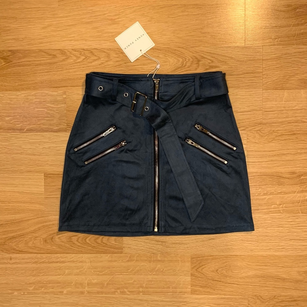 NWT Honey Punch Moto Zipper Mini Skirt